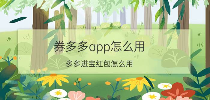 券多多app怎么用 多多进宝红包怎么用？